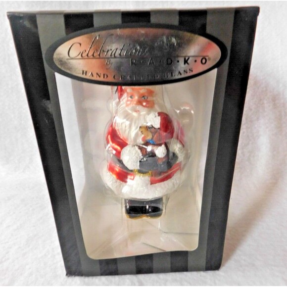 Celebrations by Radko  Glass Ornament   Santa With A Puppy   NEW - Picture 1 of 10